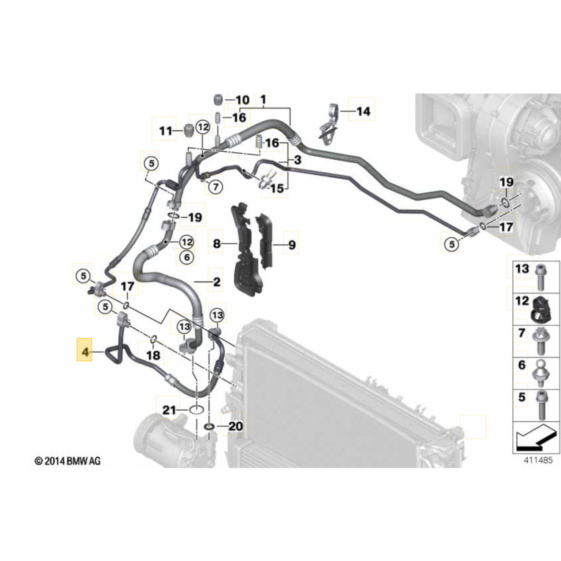 Mangueira Condensador Mini Cooper S 2021 2023 Compressor