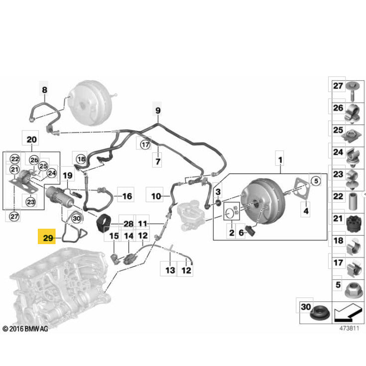 Mangueira Bomba Vácuo Ar BMW 530e 2019 2020 2021 B48 Híbrido