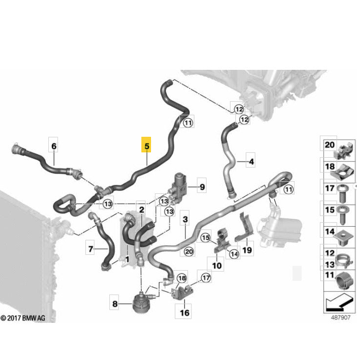 Mangueira Água Radiador BMW 530e 2019 2020 2021 B48 Híbrido