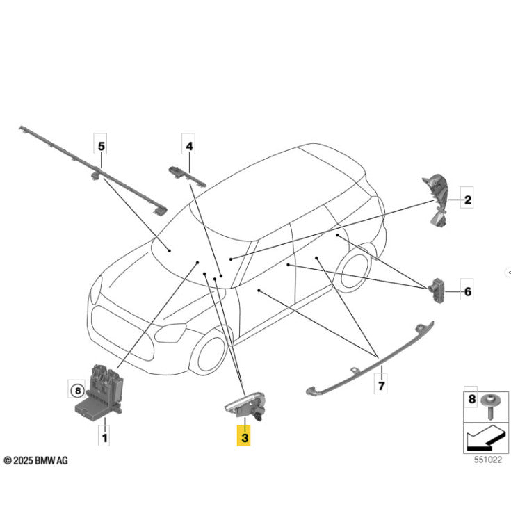 LED Ambiente Mini Countryman JCW U25 2024 2025 2026 Esquerda