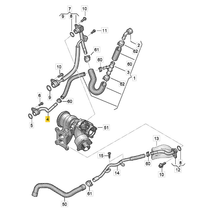 Mangueira Água Turbina VW Tiguan 180cv 2023 2025 06K121065S