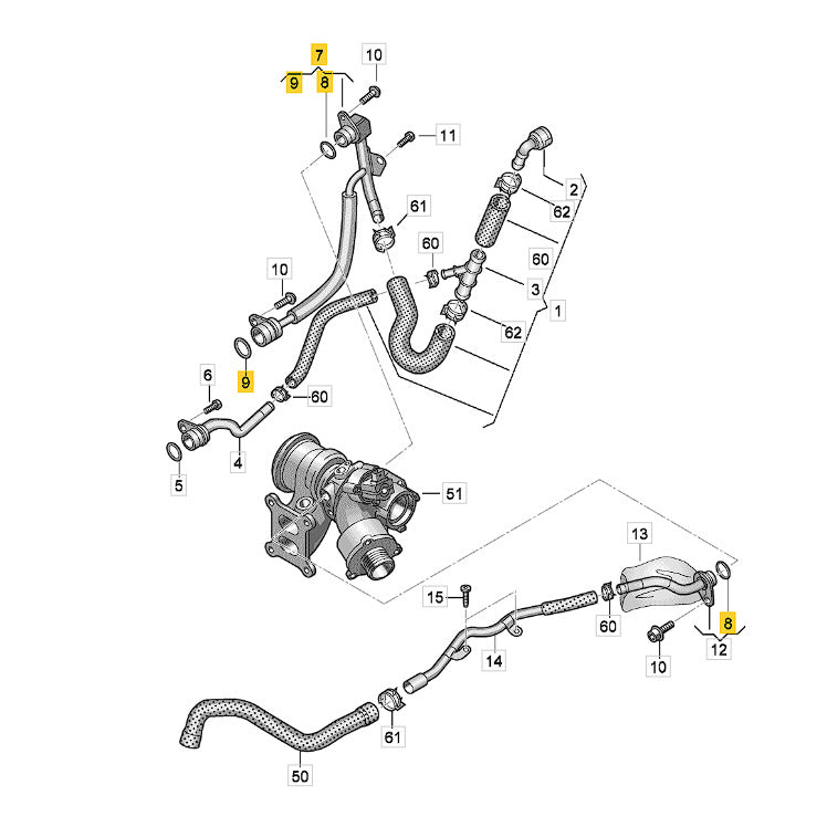 Mangueira Água Turbina VW Tiguan 180cv 2023 2025 06K121497AS