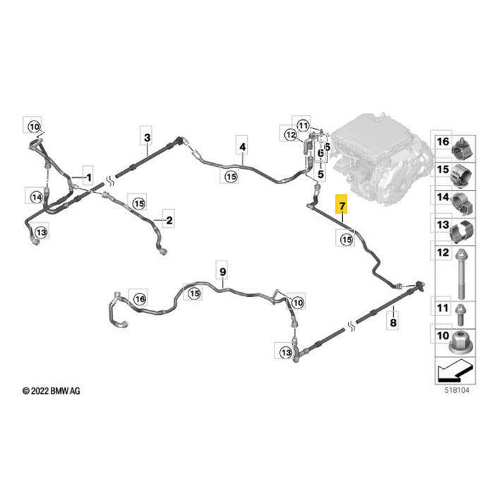 Mangueira Radiador Arrefecimento BMW iX I20 2023 2024 2025
