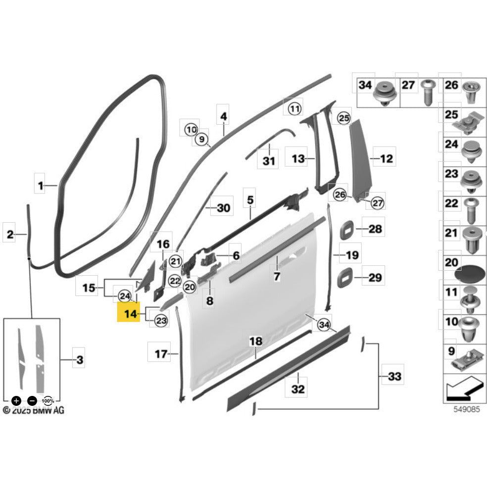 Friso Externo Porta BMW iX 2023 2022 2025 Dianteiro Direito