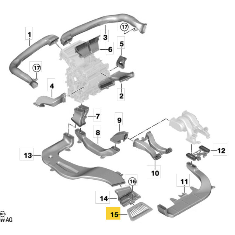 Par Grade Duto Ar Condicionado BMW iX I20 M60 2023 2024 2025