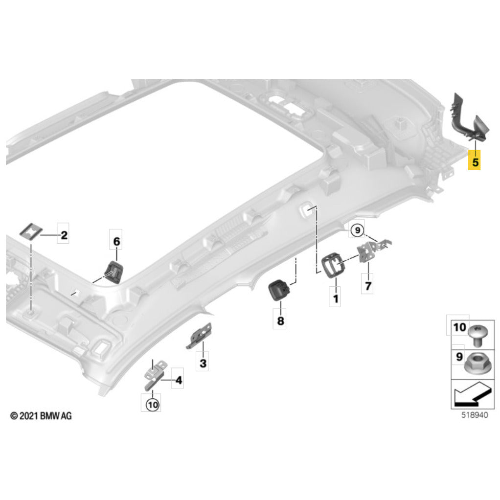 Acabamentos Dobradiça BMW iX 2022 2023 2024 2025 Forro Teto