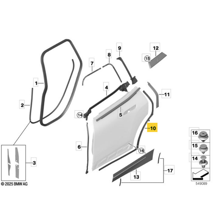 Vedação Borracha Porta BMW iX I20 M60 2025 Traseira Esquerda