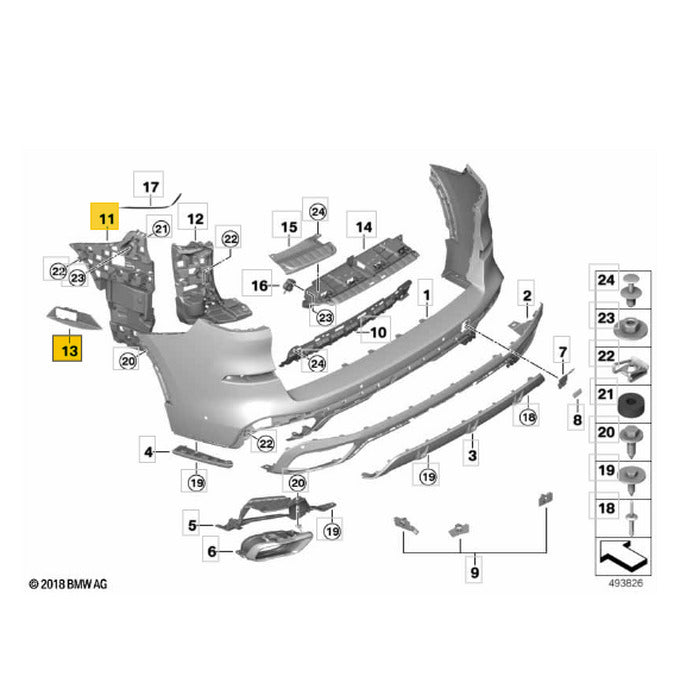 Guia Trava Parachoque BMW X5 G05 2021 2022 Traseiro Esquerdo