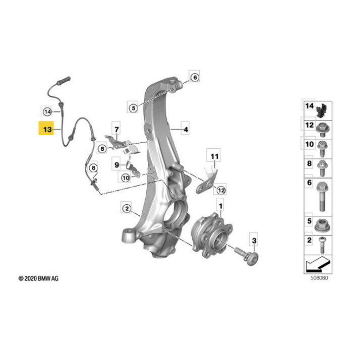 Sensor ABS Roda Rotação BMW X5 2020 2021 2022 2023 Dianteiro