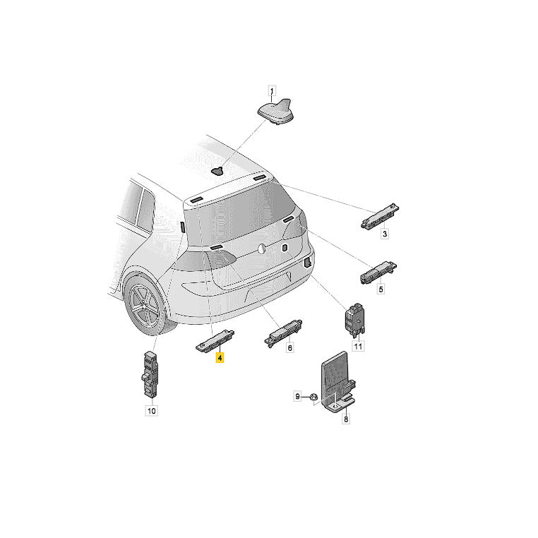 Antena Keyless Amplificada VW Golf 2014 2015 2016 a 2019