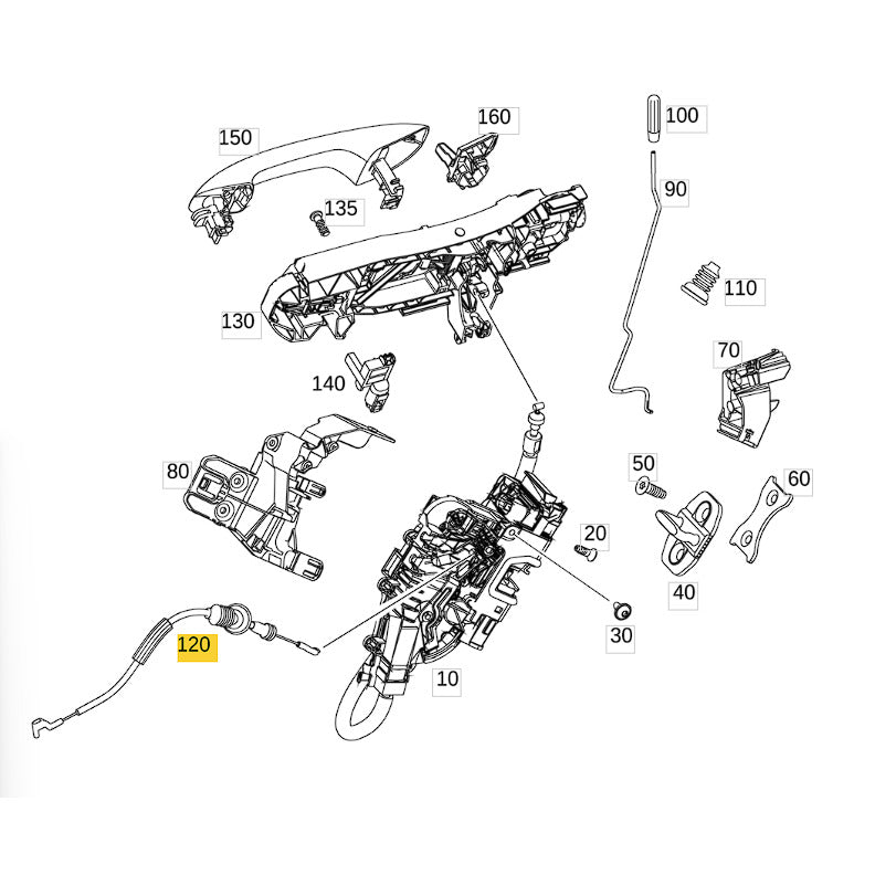 Cabo Fechadura Mercedes GLC 250 2016 2017 2018 2019 Traseiro