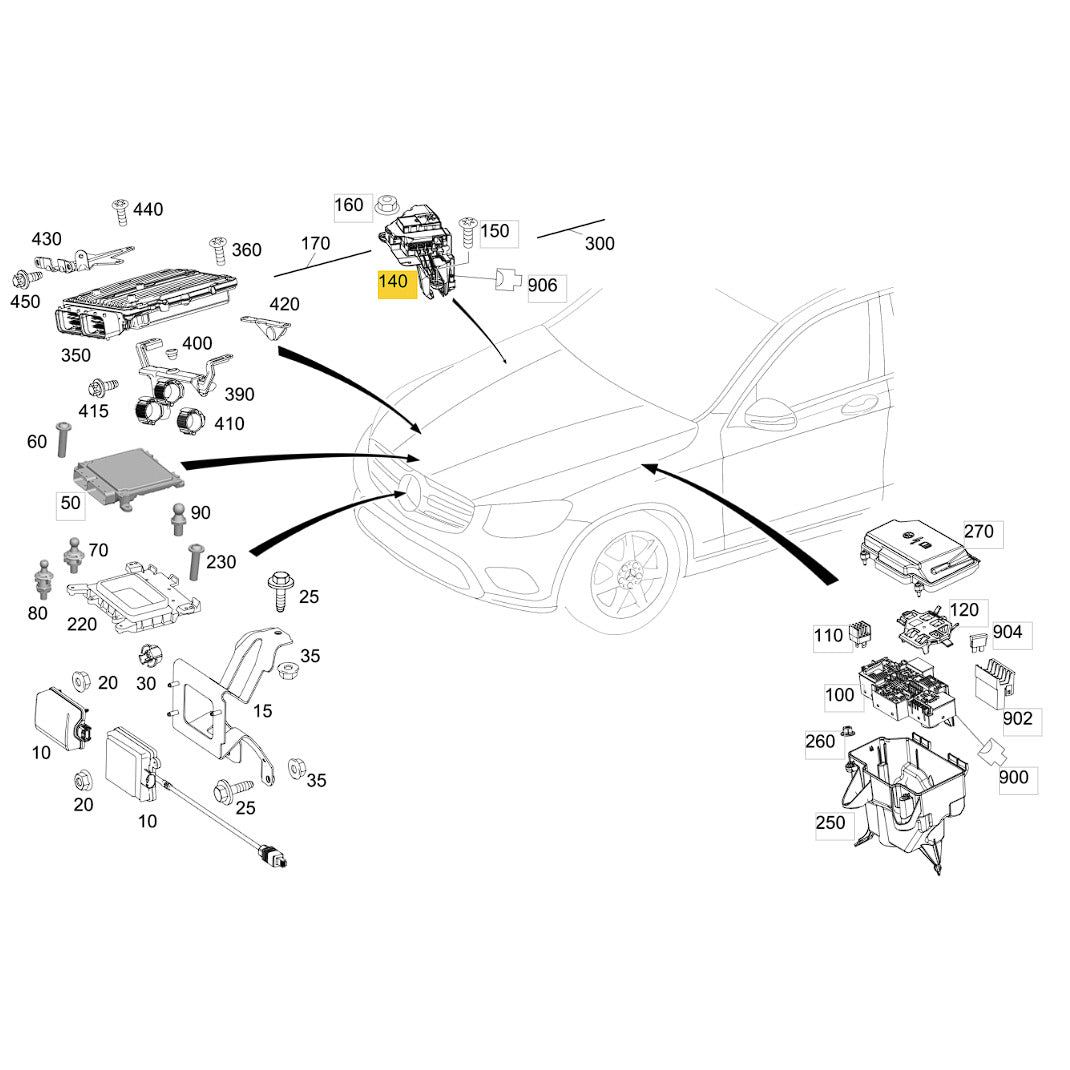 Caixa Fusíveis Motor Mercedes GLC C 250 2016 2017 2018 2019 Cofre