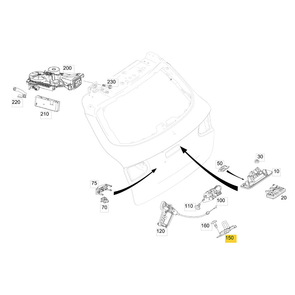 Batente Trava Tampa Traseira Mercedes GLC 250 2016 2019 Gancho
