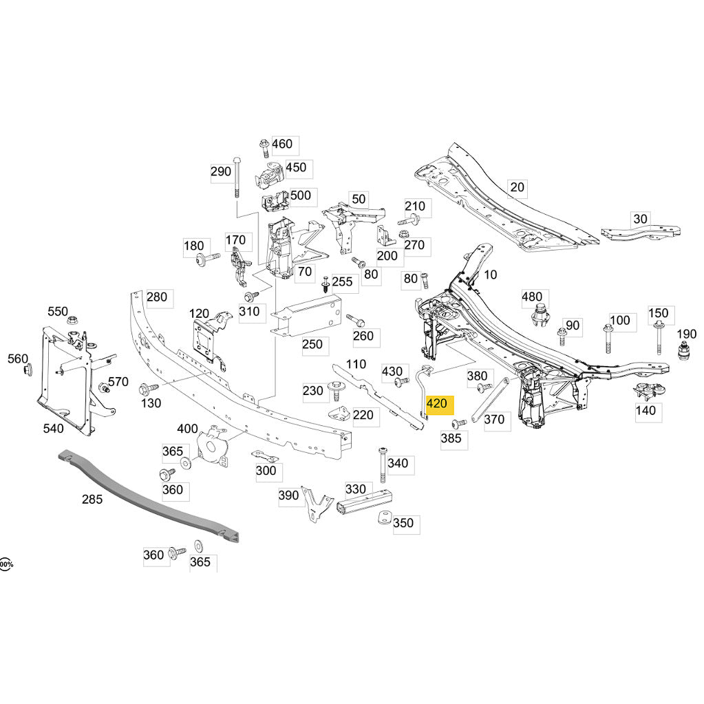 Suporte Mini Frente Radiador Mercedes GLC 250 2016 2017 2019