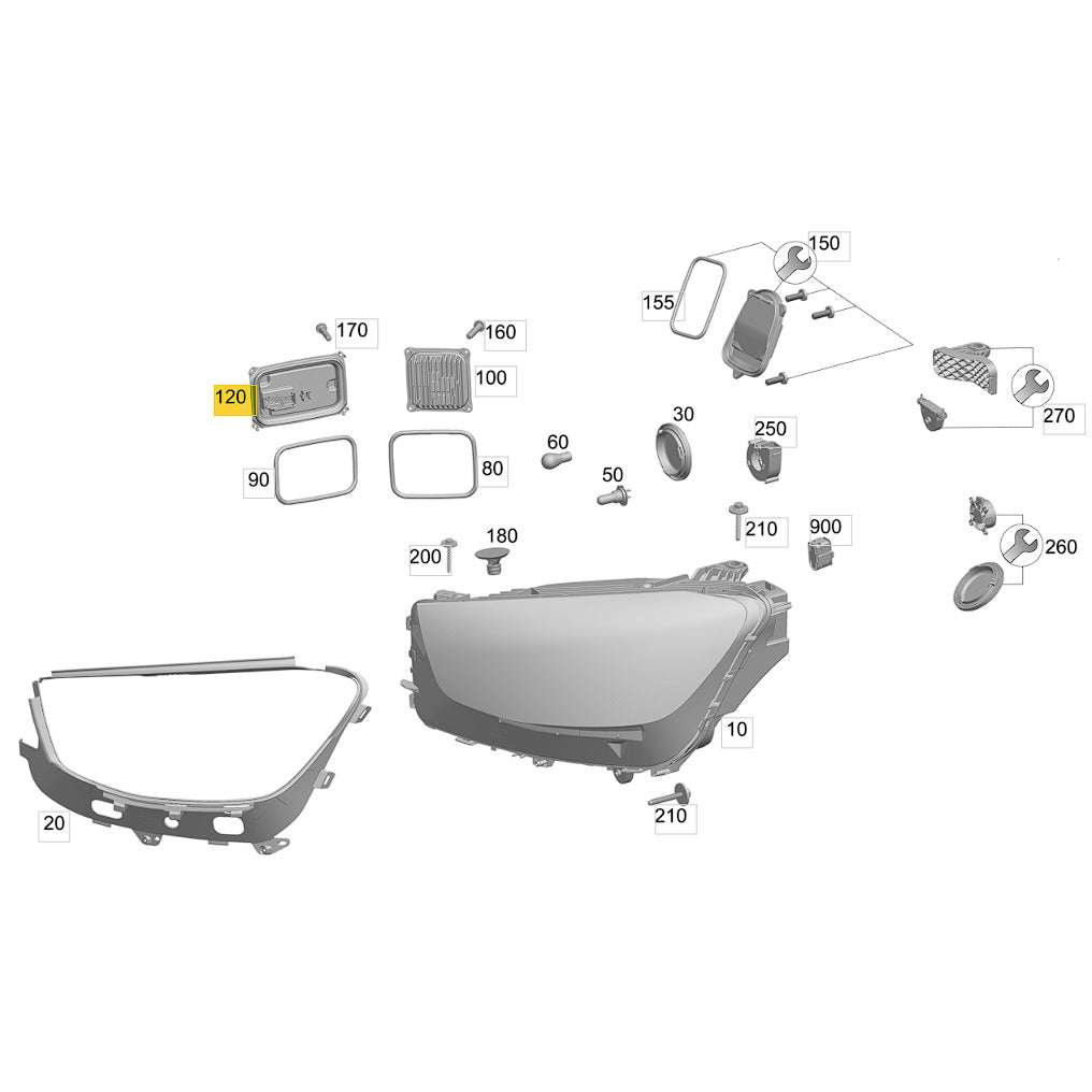 Módulo Reator Farol Mercedes GLC 250 2016 2017 2019 Direito