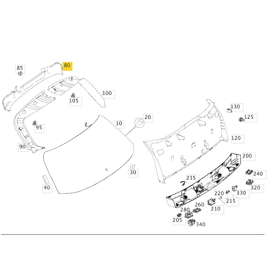 Moldura Tampa Traseira Mercedes GLC 250 2016 2019 Superior