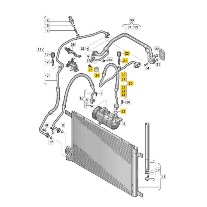 Mangueira Ar Condicionado VW Jetta 2018 2019 2020 Compressor