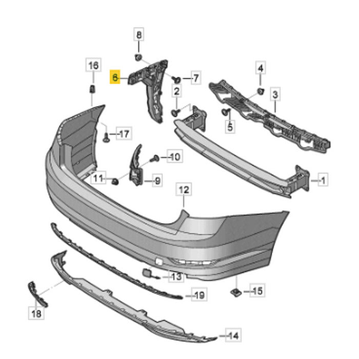 Guia Trava Parachoque VW Jetta 2018 2019 Traseiro Esquerdo