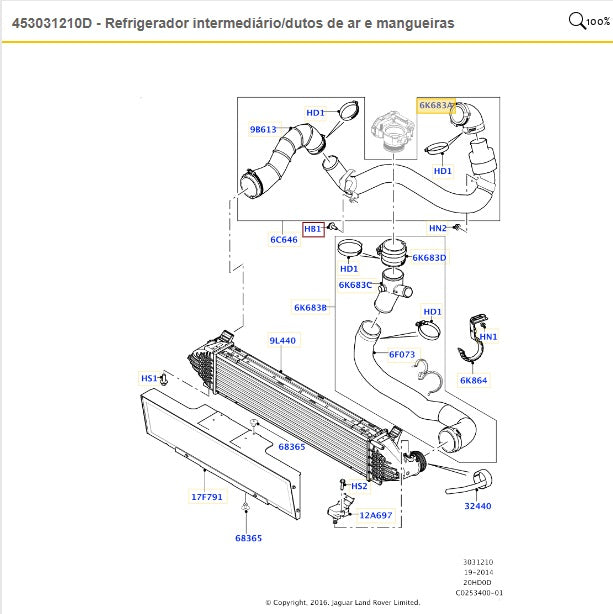Tubo Intercooler Land Rover Discovery Sport Hse 2015 Ej326C780Da