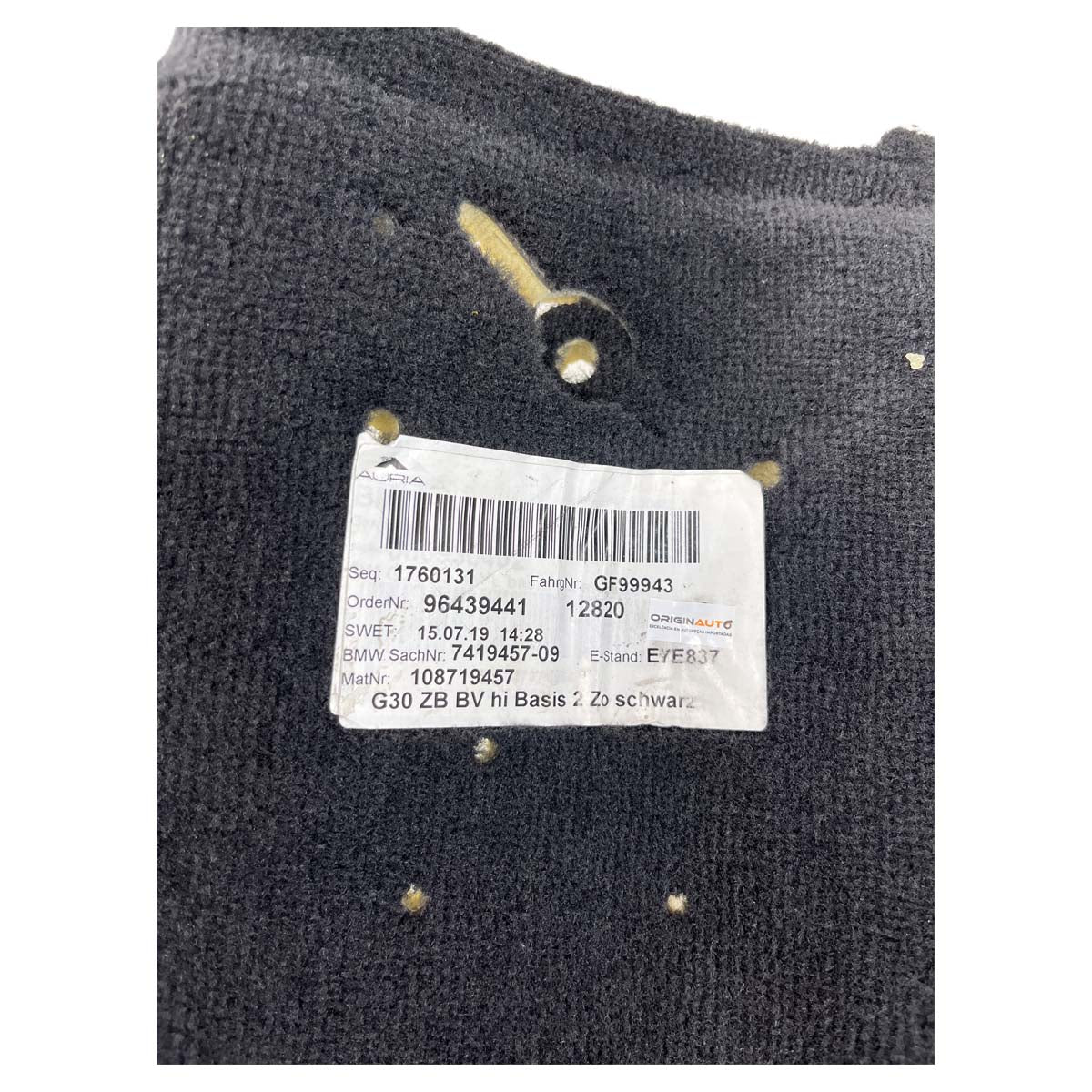 Carpete Assoalho BMW 530e 540i G30 2019 2020 2021 Traseiro