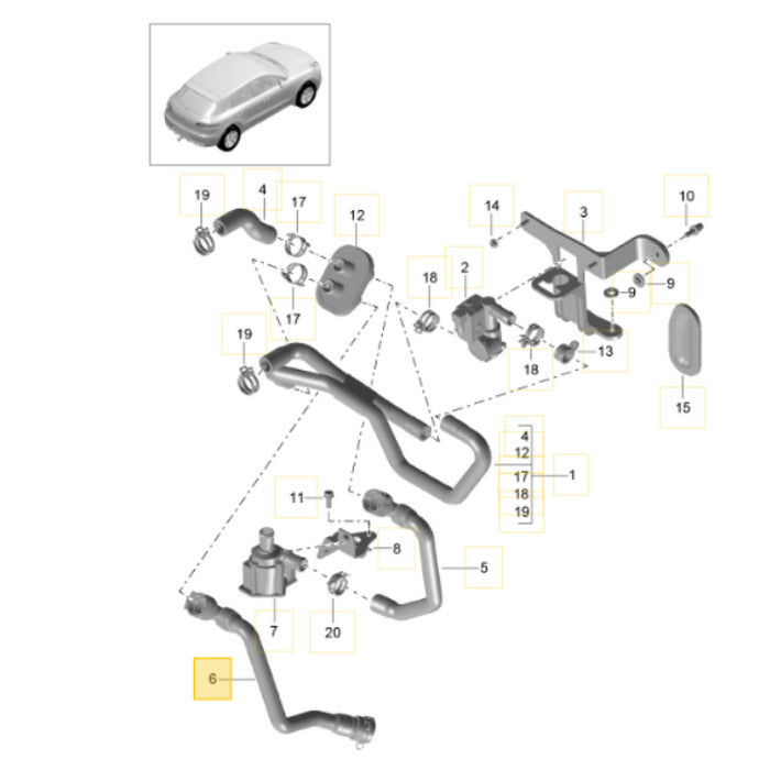 Mangueira Água Quente Porsche Macan 2.0 252cv 2018 8R0819334AC