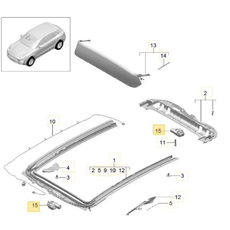 Motor Teto Solar Porsche Macan 2016 2017 2018 95B959591B