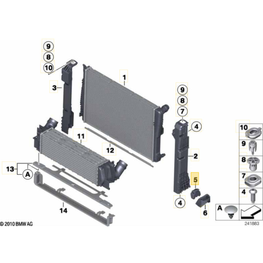 Suporte Borracha Radiador BMW X4 2015 2016 2017 2018 Inferior