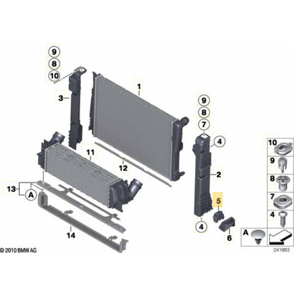 Suporte Borracha Radiador BMW X4 2015 2016 2017 2018 Inferior