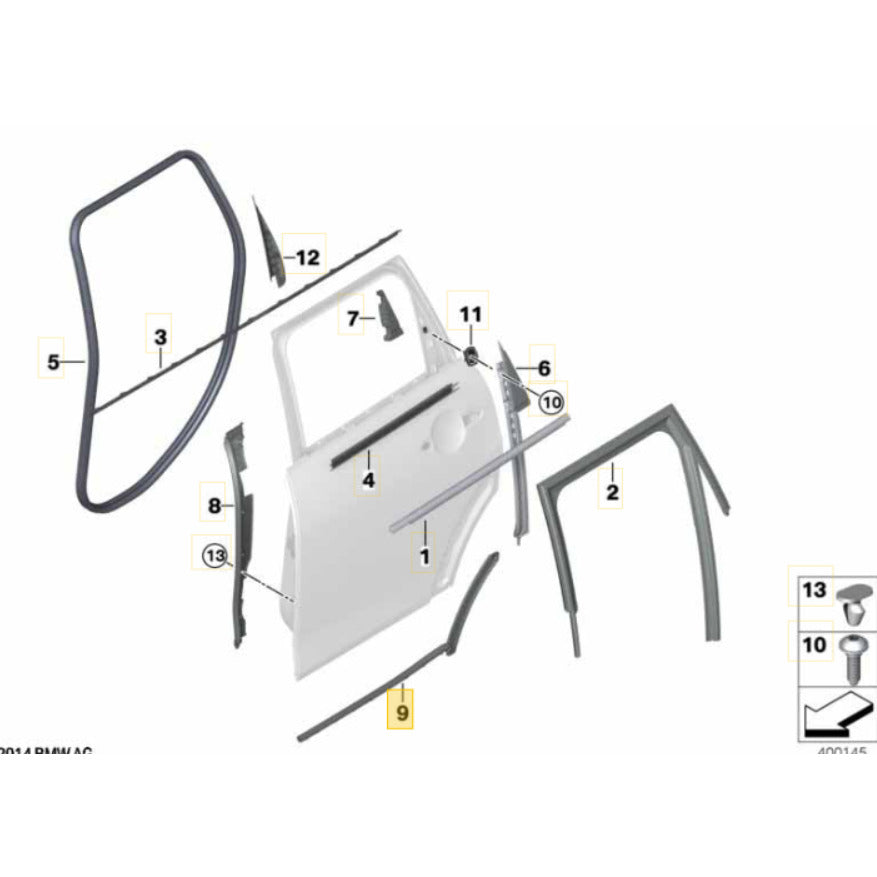Borracha Porta Mini Cooper 2021 2023 Traseira Esquerda