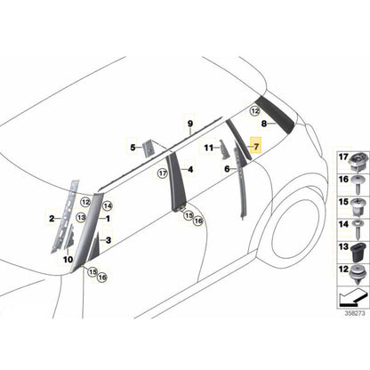 Moldura Coluna C Porta Mini Cooper S 2021 2022 2023 Direita
