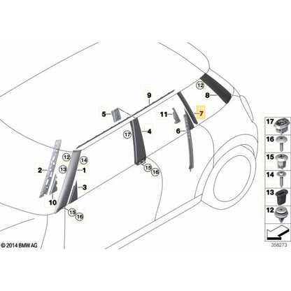 Moldura Coluna C Porta Mini Cooper S 2021 2022 2023 Esquerda