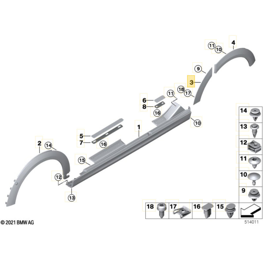 Moldura Caixa Roda Mini Cooper 2021 a 2023 Traseiro Direito