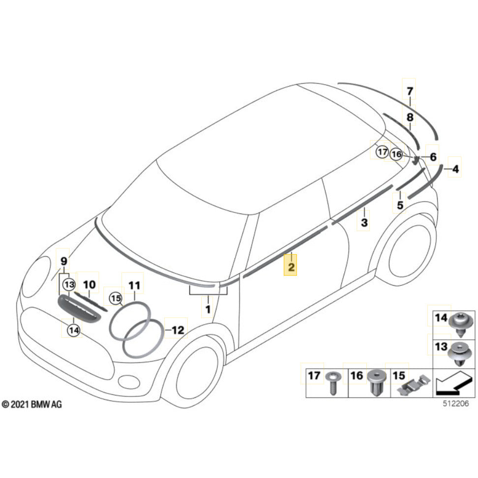 Friso Porta Mini Cooper S 2021 2022 2023 Dianteira Direita