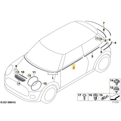 Friso Porta Mini Cooper S 2021 2022 2023 Dianteira Direita