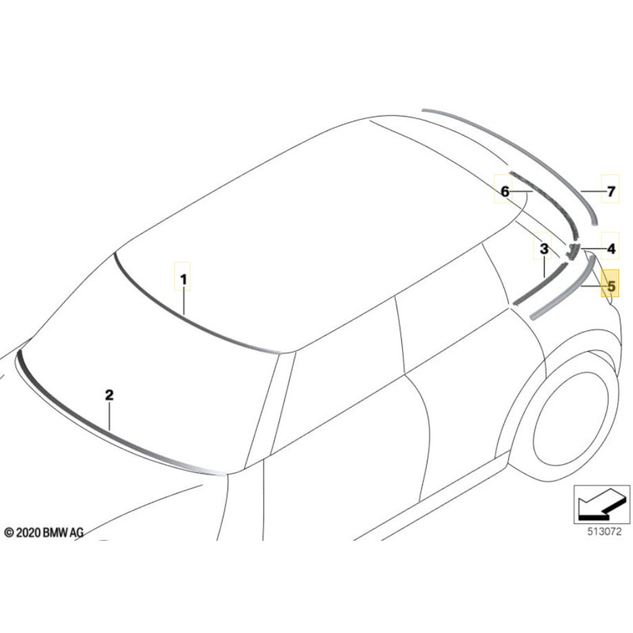 Friso Externo Mini Cooper S 2021 2022 2023 Vigia Direito Lateral