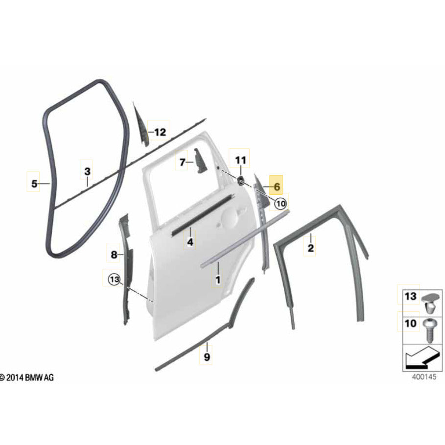 Moldura Vigia Porta Mini Cooper 2021 2023 Traseira Direita
