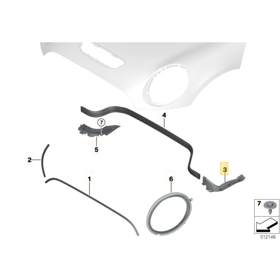 Vedação Borracha Capô Mini Cooper S 2021 2022 2023 Esquerda