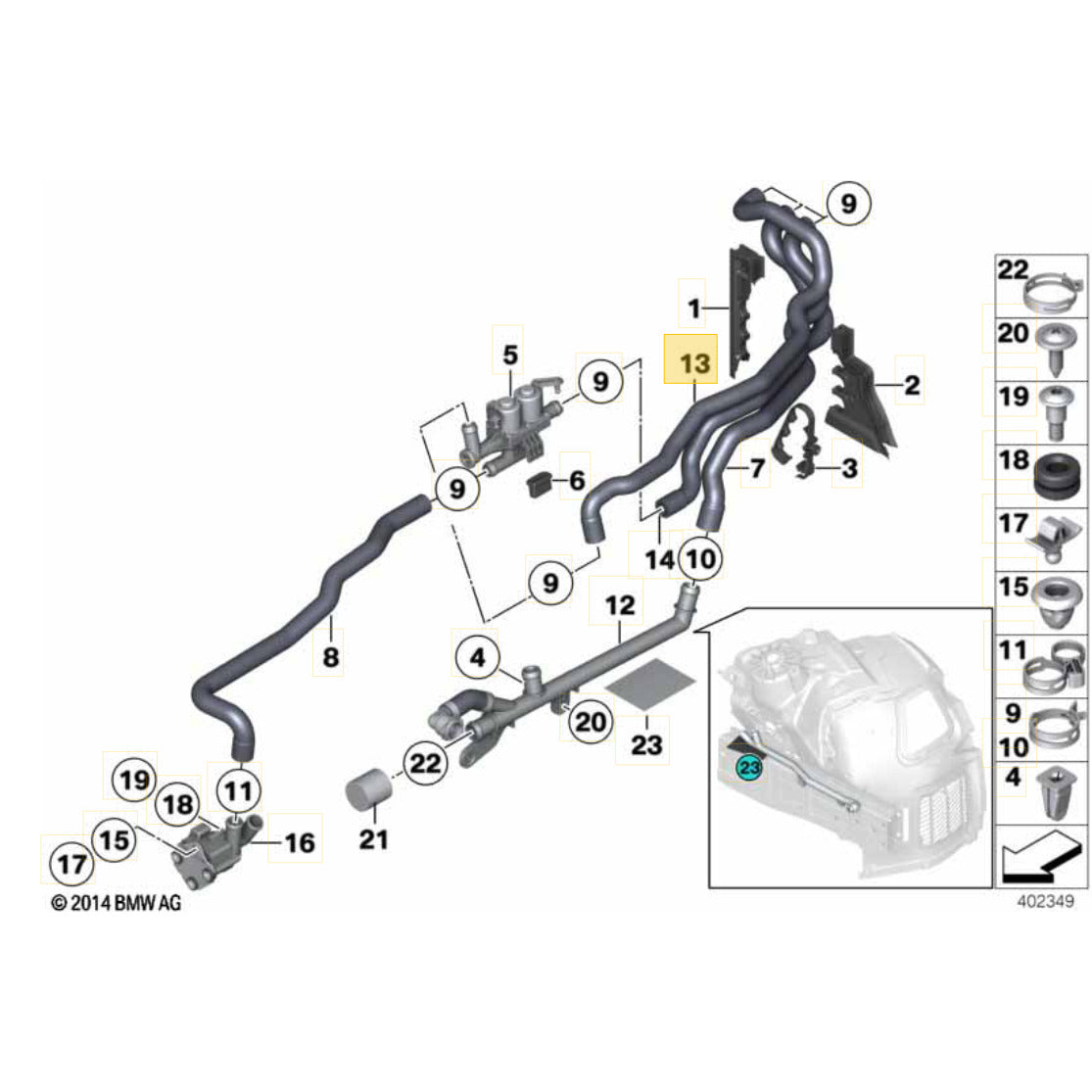 Mangueira Água Ar Condicionado BMW 550i 2010 Evaporador