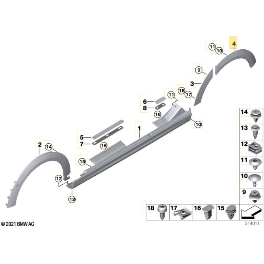 Moldura Caixa Roda Mini Cooper S 2021 2023 Traseiro Esquerdo