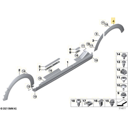 Moldura Caixa Roda Mini Cooper S 2021 2023 Traseiro Esquerdo