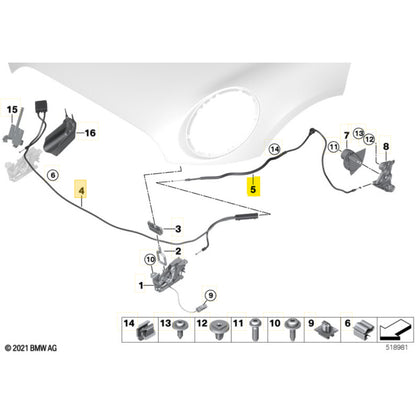 Cabo Abertura Capô Fecho Mini Cooper 2021 2022 2023 Completo