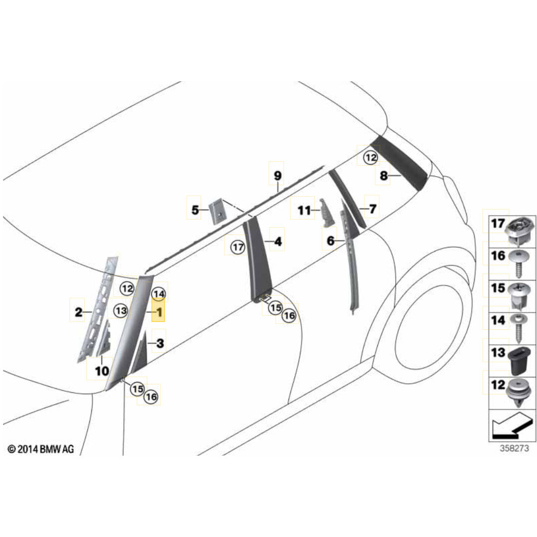 Moldura Coluna Parabrisa Mini Cooper S 2021 2023 Direito