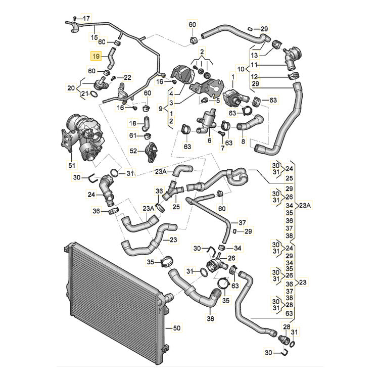 Mangueira Água Radiador Vw Tiguan R-Line 2018 06K121051M