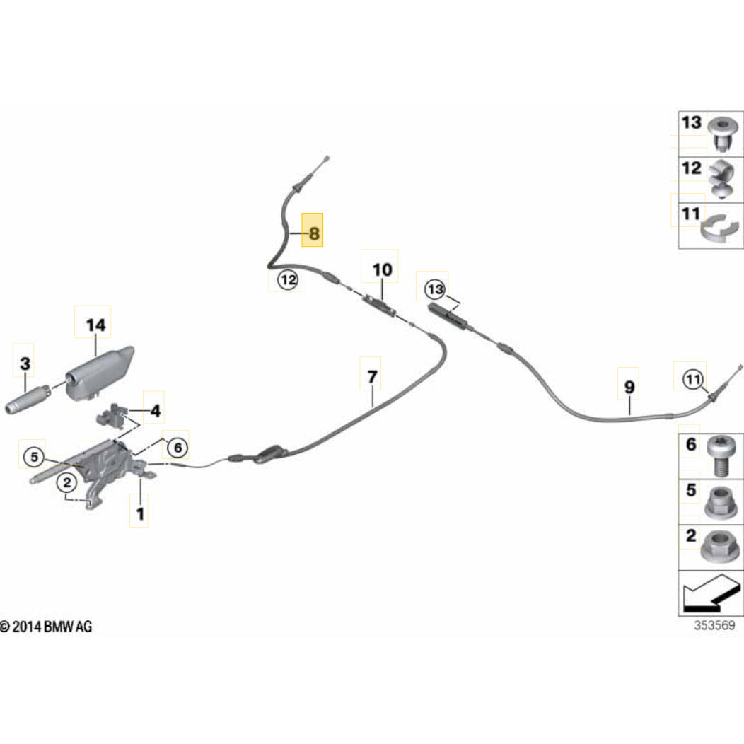 Cabo Freio de Mão Mini Cooper S 2021 2022 2023 Direito