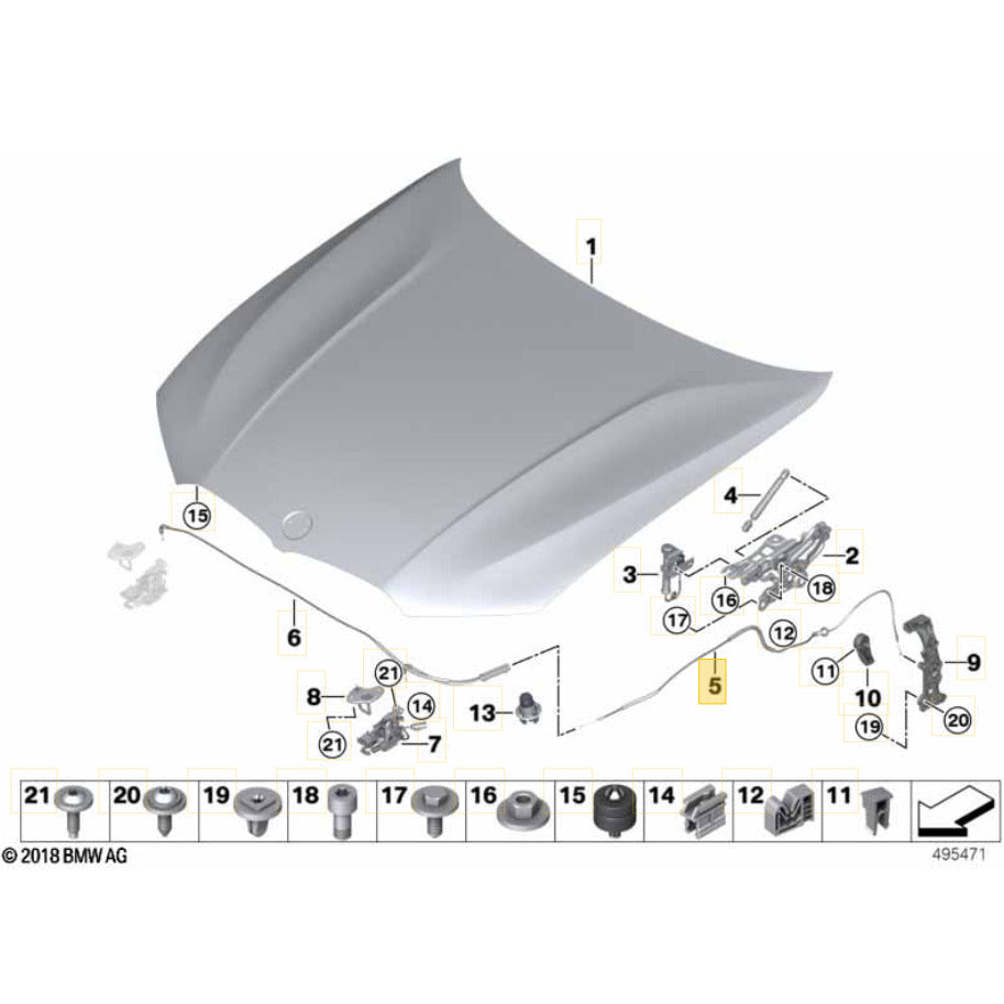 Cabo Abertura Capô Puxador BMW 320i M G20 2020 2021 2022