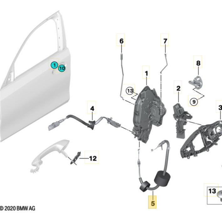 Cabo Maçaneta Porta BMW 320i M G20 2020 2021 2022 Dianteiro