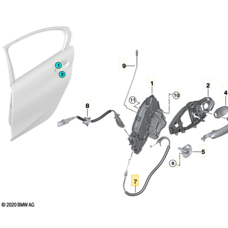 Cabo Maçaneta BMW 320i M G20 2020 2021 2022 Traseiro