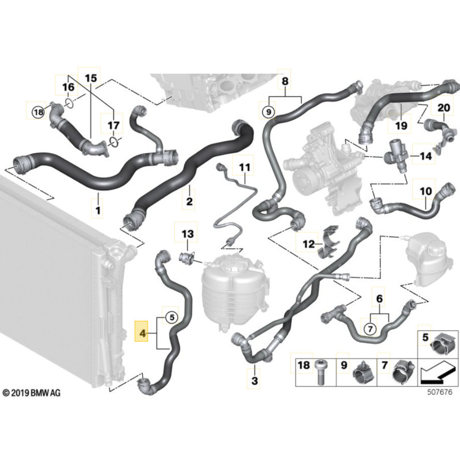 Mangueira Água Radiador BMW 320i 2.0 B42 2021 2022 Inferior