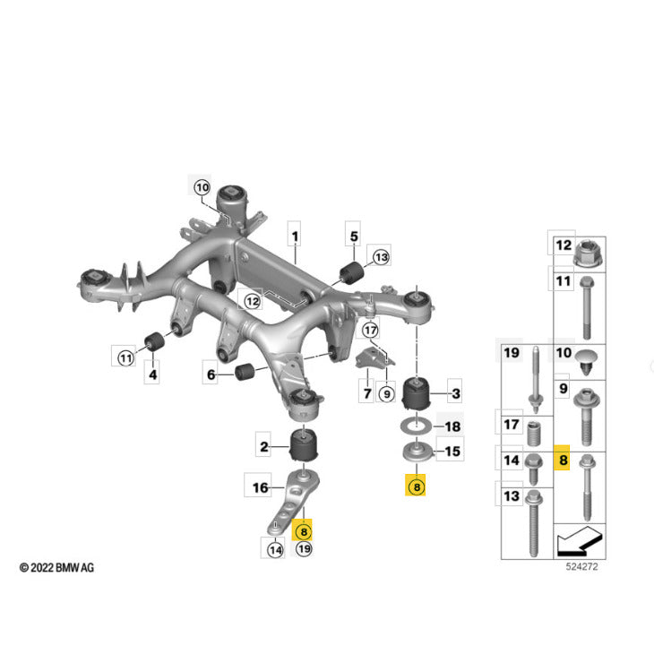 Kit Suporte Fixação BMW 530e 540i G30 2019 2020 Traseiro