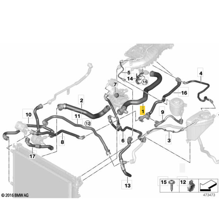 Mangueira Água Radiador BMW 530e 2019 2020 2021 B48 Híbrido